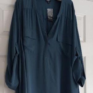 NWT Torrid Harper Georgette 3/4 Sleeve Pullover Blouse - Blue - 5X
